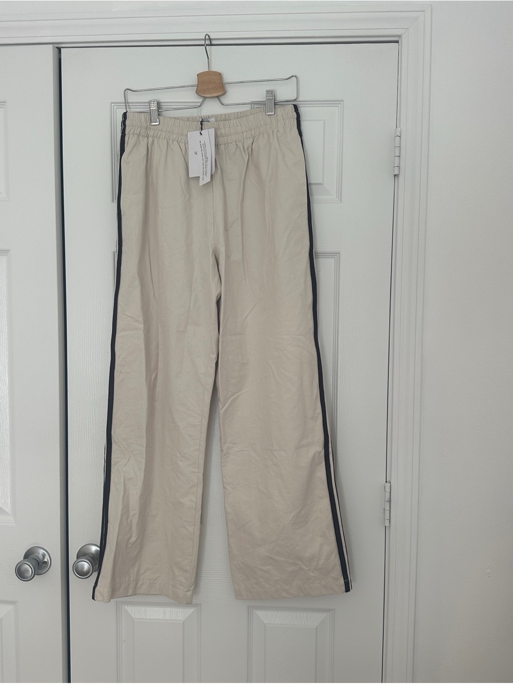 With Jean Beige Track Pants with Black Side Stripe